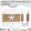 2 Pack Coastal Natural Napkin Holder for Table, Beach Theme White Wooden Napkin Holders Tissue Dispenser for Table Kitchen Dining Coastal Room Home Decor