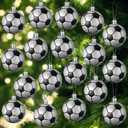 Leitee 18 Pcs Christmas Plastic Soccer Ball 2.36 Inch Xmas Tree Ornaments with Hanging Loop Sports Theme Decorative Hanging Ornaments for Holiday Party Christmas Tree Home