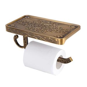 Antique Vintage Brass Toilet Bathroom Paper Holder Wall Mounted Phone Shelf (Antique)