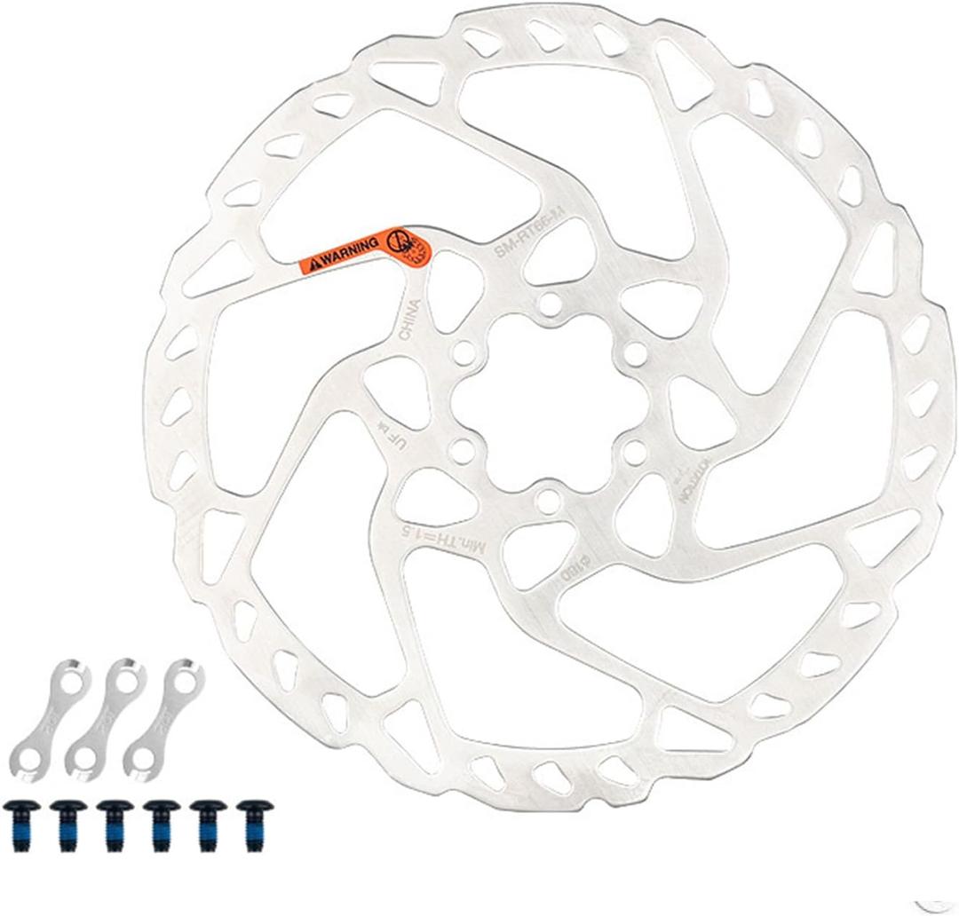 Designed for Shimano brake discs, compatible with Shimano SLX Rt66 Rotor - 6 Bolt One Color 180mm Bicycle brake disc 180MM suitable for mountain bikes, road racing BMX (Accessories bolts, gaskets)