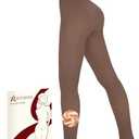 iceROSE Fleece Lined Tights Women - Sheer Black Thermal Leggings Thick Warm Pantyhose Fake Translucent Dress for Cold Winter 2XL