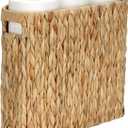Wicker Toilet Paper Holder Stand Basket, 9 Rolls Toilet Paper Storage Basket Bathroom Organizer with Handles, Water Hyacinth Toilet Paper Organizer for Bathroom Storage