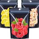 100PCS Resealable Mylar Food Storage Bags, Black Smell Proof Foil Bags with Clear Front Window,7.9x11.8 Inch Stand Up Pouches Reusable Bag for Small Business ,Coffee, Party Favors, Cookies.