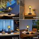 Black Rechargeable Cordless Table Lamp,Portable Modern LED Night Light,Battery Operated Lamp,3 Color Stepless Dimming Up,for Restaurant/Bedroom/Bars/Outdoor Party/Camping/Coffee Shop