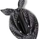 ANDANTINO 100% Mulberry Silk Scarf -21 Lightweight Square Neckerchief  Breathable Digital Printed Scarves with Gift Packed (Star-black)