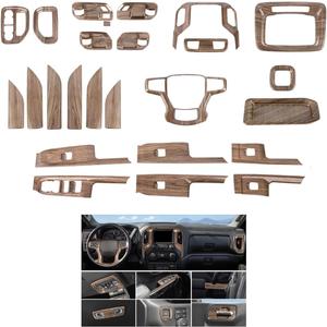 JeCar Wood Grain Interior Trim Accessories Kit for 20192021 Chevy Silverado  ABS Dashboard, Door Panel, Window Switch, Center Console & Overhead Light Cover Set