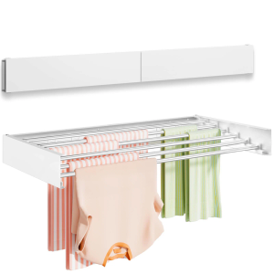 6 Rods White Wall Drying Rack Folder 40"