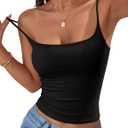 ZESICA Women's Adjustable Spaghetti Strap Camisole Tops 2026 Summer Square Neck Basic Cami Tank Top Y2k Going Out Shirts