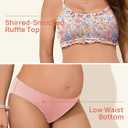 Summer Mae Ruffle Maternity Swimsuit Two-Piece Low Rise Bikini Shirred Smoked Pregnancy Bathing Suit (Pink) 10