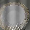 JOLLY PARTY 60 Disposable Gold Plastic Dessert Bowls, 12 oz Soup Bowls, Lace Christmas Thanksgiving Trim, Premium Heavy Duty Plastic Bowl for Wedding/Party (Gold)