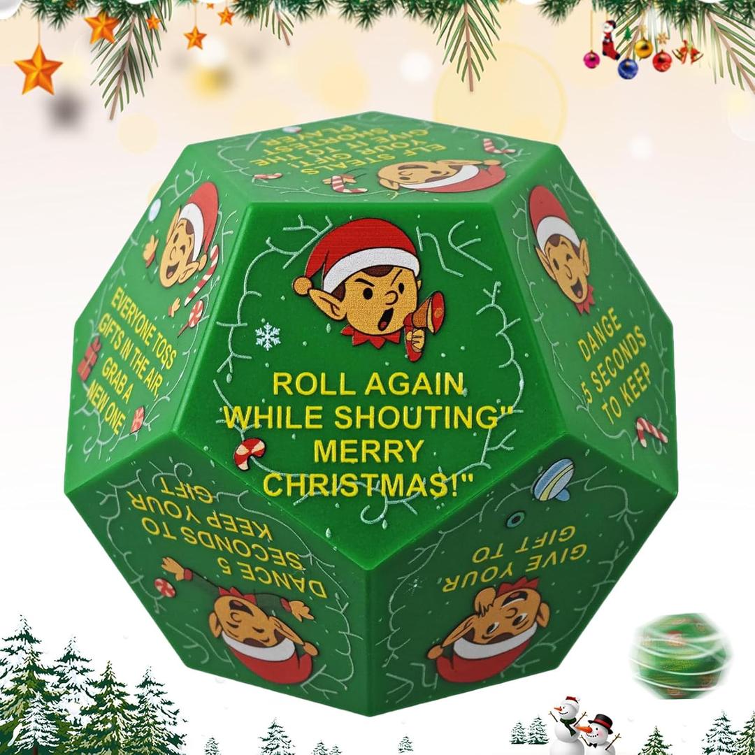 3 x Hilarious Exchange Party Game Dice, Exchange Gifts Family Game, Christmas Stocking Stuffers Gifts Exchange Dices Game, Gift Exchange Dice for Family Friends Holiday Party Supplies (Green)