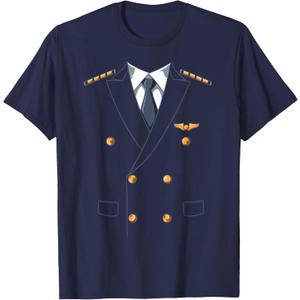 Easy Airline Pilot Costume Pilot Body Headless Pilot Costume T-Shirt, (Large, Navy Blue)