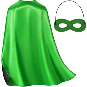 Double-Sided Superhero Capes and Masks for Kids - Perfect for Christmas, Halloween, Cosplay, and Parties (Green & Black)