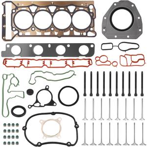 2.0T Intake Exhaust Valves & Cylinder Head Gasket Set with Bolts Compatible with 2009-2015 VW CC Jetta Eos Tiguan GTI Passat, Audi A3 A4 A5 A6 Q5 TT 2.0L L4 Engine Replace# 06D109601M 06D109611H