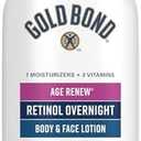 Gold Bond Age Retinol Overnight Body & Face Lotion, With Retinol & Peptide Complex, 13 oz.