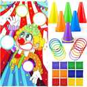 JOYIN 31PCS 3 in 1 Carnival Games, Easter Ring Toss Yard Set, Bean Bags, Cones - Outdoor Toys for Toddlers & Kids, Children's Indoor Play, Family Fun, Kids Party Cornhole Set, Lawn Games