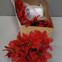 4 Sets Artificial Poinsettia Bushes with Vase 3.1 Inches Mini Christmas Poinsettia Decor Faux Red Flowers Bouquet for Xmas Party Indoor Table Centerpiece