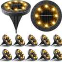 Solar Powered Ground lights 12 Pack,Waterproof LED Solar Lights Outdoor Solar Disk Lights Decorative,Solar Garden Lights for Landscape Pathway Patio Yard Walkway Path Lawn Driveway Lighting Warm White (Black)