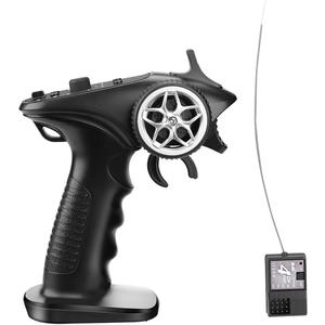 2.4ghz RC Controller 4CH RC Remote and Receiver Digital Radio Transmitter for 18 110 116 132 RC Car Boat Tank Crawler GA-4H-TX (Transmitter and Receiver Set), Black