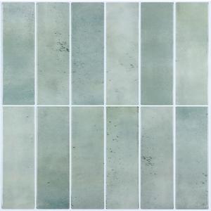 CHIHUT 6 Sheets Green Rectangular Kitchen Backsplash Tiles Peel and Stick 12"X12" Marble 3D Stick on Backsplash Tiles for Bathroom Backsplash Self Adhesive Thick Wall Tile for Sink Vanity Backsplash