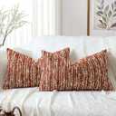 Artscope Lumbar Throw Pillow Cover 12x20 Super Thick Body Pillow Cover Decorative Boucle Textured Morden Neutral Accent Italian Style Pillowcase for Bedroom Living Room Couch Sofa Home Décor-Rust