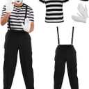 fun shack Mime Costume for Men, X-Large, Polyester, Halloween (Black)