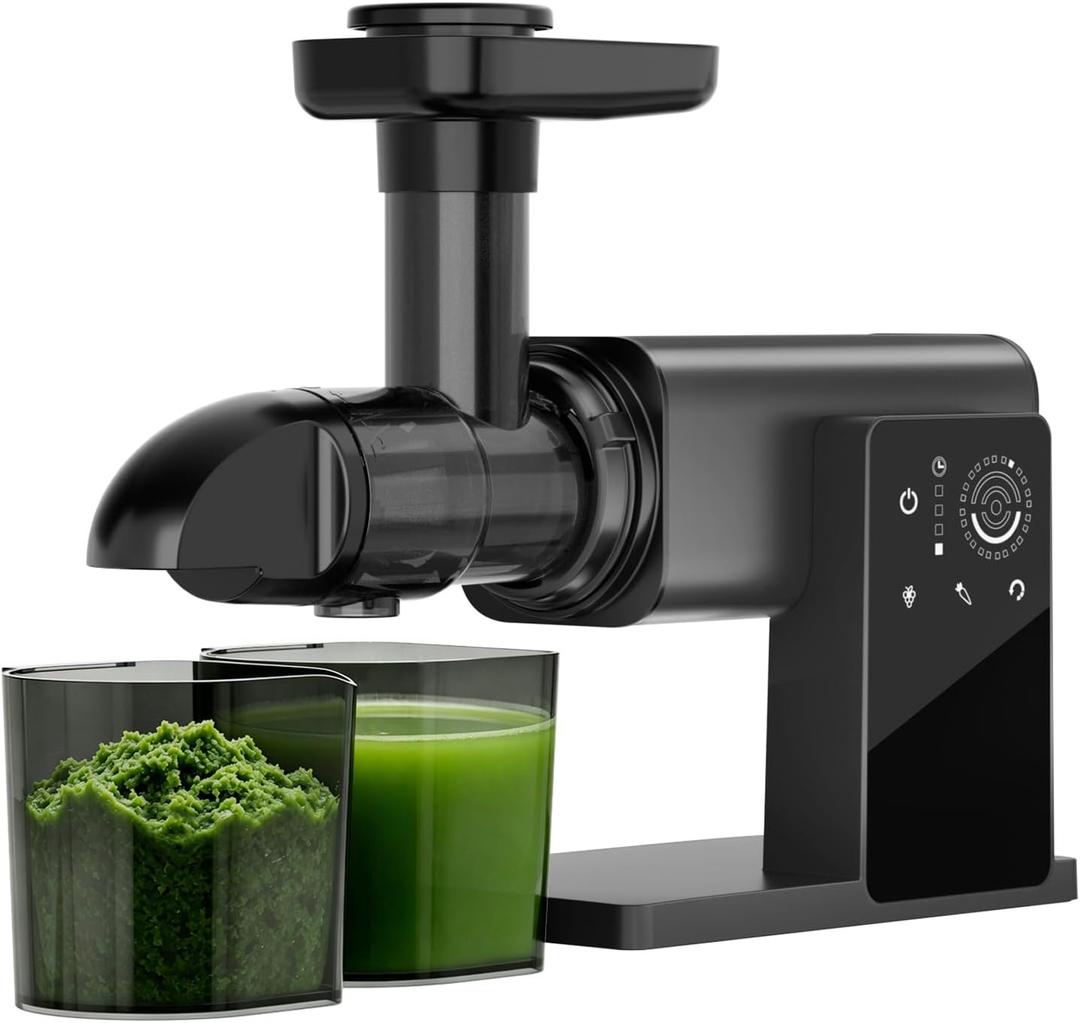Cold Press Juicer Machines, Slow Masticating Juicers with LED Smart Touch Screen, Professional Extractor for Leafy Greens, Kale & Fibrous Vegetables, 2 Modes & Reverse, BPA-Free