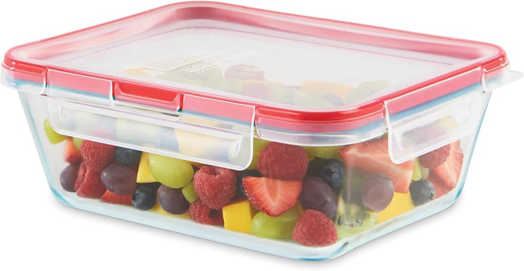 Pyrex Freshlock Glass Food Storage Container, Airtight & Leakproof Plastic Locking Lids, Freezer Dishwasher Microwave Safe, 8 Cup