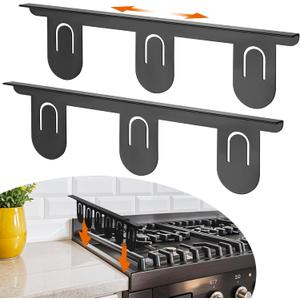 RECAPS Stainless Steel Extendable Stove Gap Covers Fliter 13.8"to 27.5"In, Stove Side Gap Covers for Kitchen, Heat Resistant Oven Crack Guard for Counter (2 PacksBlack