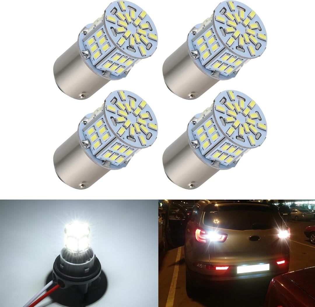 4PCS 1157 LED Bulb Back Up Reverse Light 12V-24V Super Bright 2357 2057 7528 BAY15D LED Replacement Light Kit Set for Car Back Up Reverse Tail Brake Turn Signal Lights - Xenon White