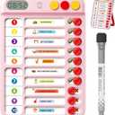 Magnetic Chore Chart for Kids with Time Timer, 99-Min Countdown/Up Visual Timer, Dry-Erase Reward Chart with Sliders, to Do List & Routine Checklist, Visual Schedule, Autism/ADHD Tools (Pink)