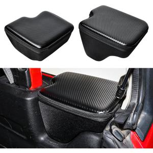 RBR Wheel Well Storage Bin Rear Trunk Organizer Tool Box Compatible with 2018-2023 Jeep Wrangler JL 4 Door 4XE Accessories Cargo Bag, 2 Pack Right Left, Carbon Fiber, With Lid and Zipper