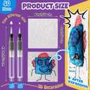 Wonderjune 40 Pcs Christmas Foam Texture Painting Paper for Craft, Magical Foam Texture Paper Sheet with Water Brush Pen, Handicraft Blank Painting Sheet for 3D Craft DIY Art Supplies (Square)