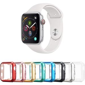 8 Pack 41mm Case with Built-in HD Clear Ultra-Thin TPU Screen Protector Cover Compatible with Apple Watch Series 9, 8, 7 (Clear+Black+Gold+Rose Gold+Red+Blue+Green+Silver)