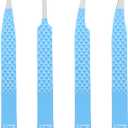 M LASH Tweezers for Eyelash Extensions (Set of 4) - Professional Lash Extension Tweezers - Fiber Tip, Japanese Steel, Diamond Grip Eyelash Extension Tweezer set (Teal)