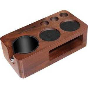 Espresso Tamping Station,Multifunctional Tamping Station,Non-slip Tamper Station,Espresso Station fit for storage 51-58mm Tamper Distributor Portafilter,Walnut Tamper Holder,Coffee Portafilter Holder
