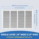 24x14 Return Air Grille (Duct Opening Size), Air Return Vent Cover, AC Vent Cover, Cold Air Return Vent Cover, Flat Return Air Grilles, Outer Dimensions:25.75"W x 15.75"H (24"W x 14"H, Duct Opening)