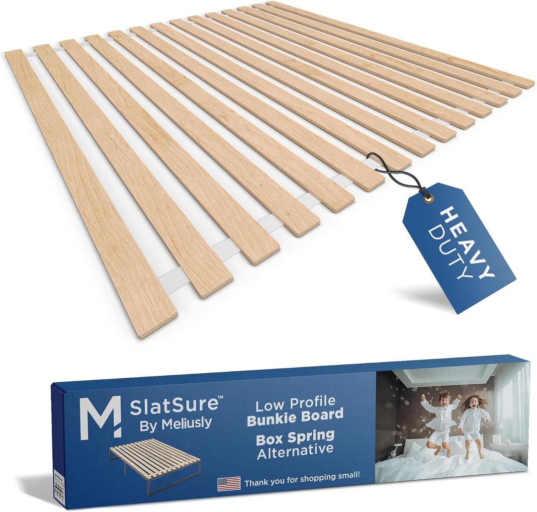 Meliusly SlatSure King Size Bunkie Board  Heavy Duty Vertical Bed Slats & Foldable Wooden Support Board for Sagging Mattress or Platform Bed, Box Spring Alternative and Replacement, Patent Pending