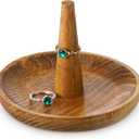 Wooden Wedding Ring Holder Jewelry Towers Cone Engagement Jewelry Dish with Stand Holder for Rings Earrings Necklace, Gift for Women Men Birthday Mothers Day Wedding & Anniversary