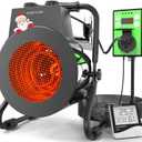 Buyplus Greenhouse Heater with Digital Thermostat, 1500W Outdoor Heaters for Patio, Overheat Protection & 3S Fast Heating, Electric Space Heater for Patio, Garage, Greenhouse, Flower House, Silver