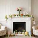 6FT Easter Garland with 20 LED Lights, Easter Garland for Mantel, Lighted Spring Garland with Artificial Eggs & Flowers, Easter Decorations for Home, Fireplace & Staircase, Indoor & Outdoor Decor