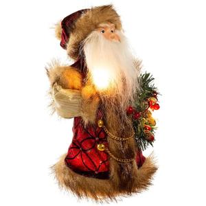 Kurt Adler 10-Light Burgundy and Brown Santa Treetop, 10-Inch