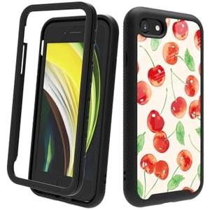 POCOOA Compatible with iPhone SE 2022/ 2020 (3rd/ 2nd Gen), iPhone 8/ 7 | Shockproof Rugged Dual-Layer Protective Cover for Women Girls - Cherry Fruit 043