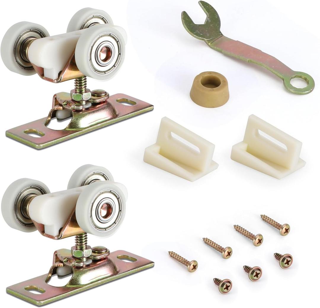 Pocket Door Commercial Grade Hanger Fits Johnson Part #1125 & Upgrades #1500 Hardware Kit, 1" Nylon Ball Bearing, 1-1/4" C.T.C, Min. 1" Thick Doors, 200lbs Capacity.