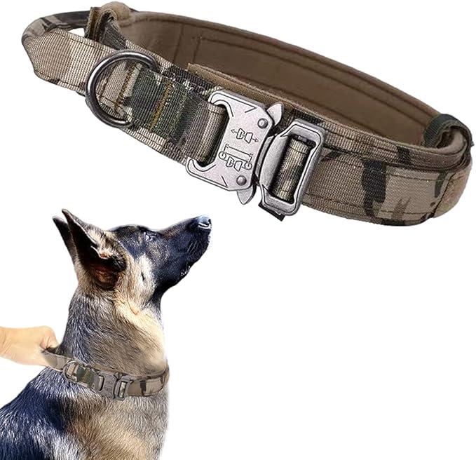 Tactical Dog Collar, Adjustable Military Training Nylon Dog Collar with Control Handle and Heavy Quick-Release Metal Buckle for Small Medium Large Dogs, Purple XL