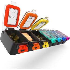 Weekly Pill Organizer 1 time a Day  Pill Box 7 Day with Enhanced Waterproof Seal, Large compartments Hold Big Vitamins & Supplements, Upgraded Locking lids, for Home & Travel use, Durable Hard case