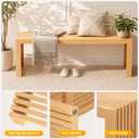 Bamboo Dining Bench, 35'' Slatted Design Entryway Bench, Natural, 35in