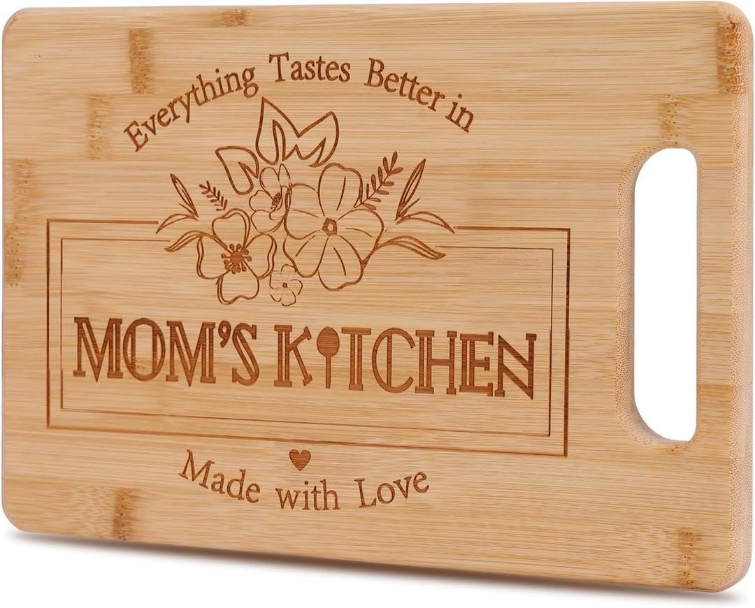 Gifts for Mom 11x7 inch, Mother's Day Mom Birthday Gifts from Daughters Son, Bamboo Cutting Board for Mother