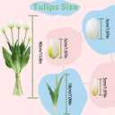 15 Pcs White-Light Pink-Yellow Artificial Tulips Fake Flowers, Premium Latex Lifelike Texture, UV Resistant Waterproof Faux Tulip Bouquets with Snap-on Petals for Outdoor, Home, Wedding Decor
