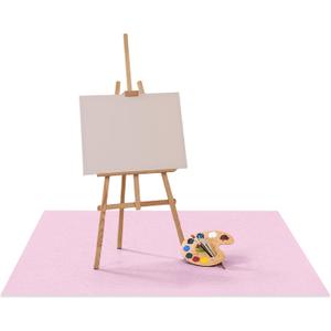 Drydiet 55x55 Inch Extra Large Craft & Painting Floor Mat  Waterproof NonSlip PVC Art Rug, Floor Protector for Easel Painting Pottery Messy Projects, Washable Rollup Spill Mat(Pink, Plain)
